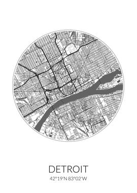 Detroit City Map White