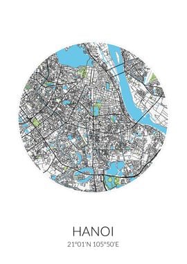 Hanoi City Map White