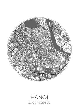 Hanoi City Map White