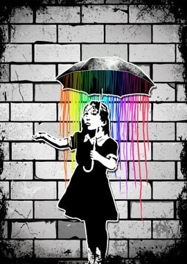 Banksy Umbrella Girl