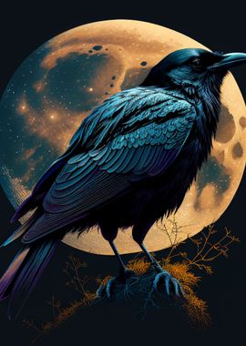 'Raven Moon' Poster, picture, metal print, paint by DecoyDesign | Displate