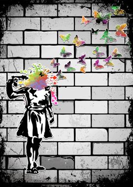 Banksy Butterfly Girl