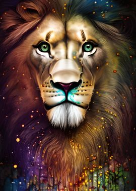 Colorful Lion Animal