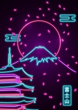 Retro Fuji Landscape