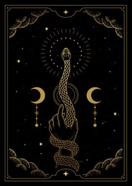 Tarot hand holding snake