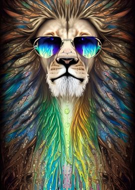 Funny Lion in Sunglasses 