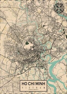 Ho Chi Minh Map Vintage