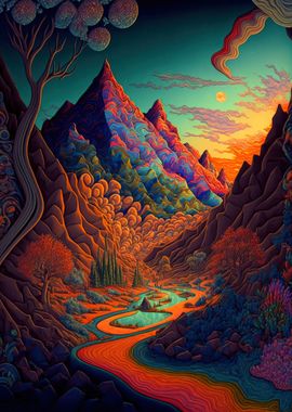 Trippy best sale mountain painting