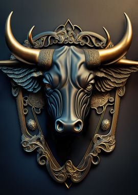 Black Bull Golden Art Deco