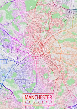 Manchester Map Colorful