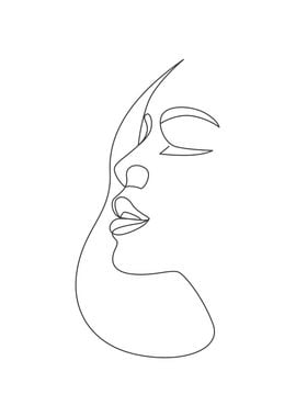 Peaceful girl face lineart