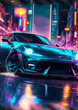 Neon Cyber Sports Car