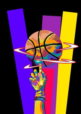 Basketball spin in pop art