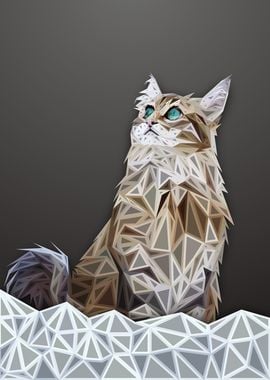 Cat Lowpoly Engraved