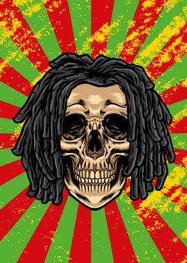 Rasta Jamaica Skull Head