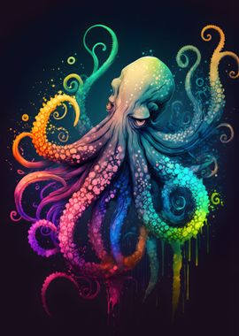 Colorful Ink Octopus