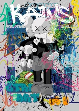 Kaws graffiti style' Poster, picture, metal print, paint by Biopic