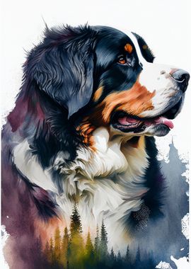 Bernese Mountain Watercolo