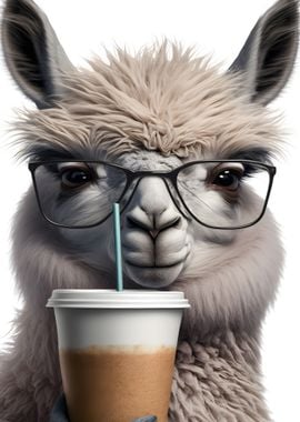 Lama drinks Coffee