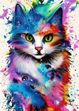 Colorful Cat painted