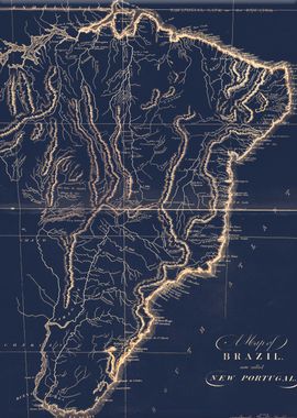 Brazil vintage glowing map