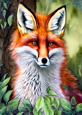 Cute Fox Animal in Forest