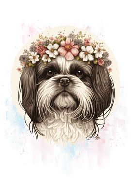 Shih Tzu Watercolor Dog