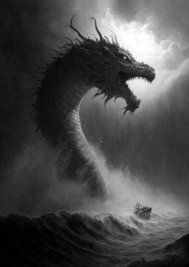 Dragon sea black white