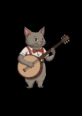 Cat Banjo Musician Design