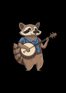 Raccoon Banjo Musician