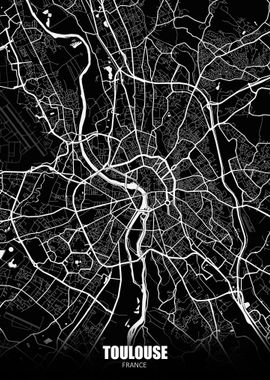 Toulouse France Dark Map