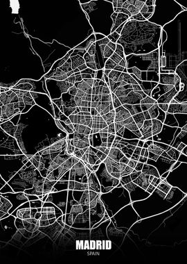 Madrid Spain Dark Map