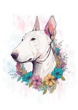 Floral Bull Terrier Art