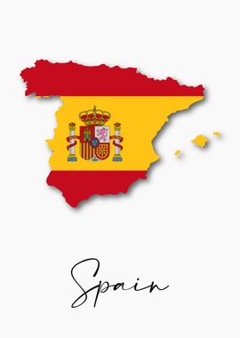 Spain Country Map Flag