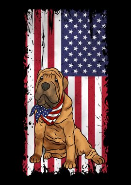 Shar Pei American Flag