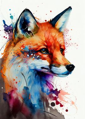 Fox Animal Watercolor