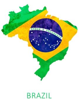 Brazil map flag on white 