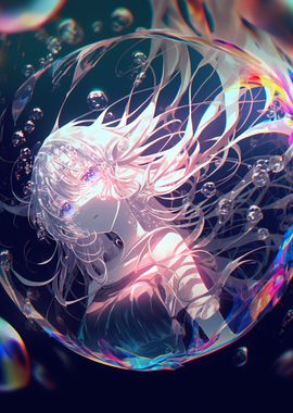 anime girl inside bubbles