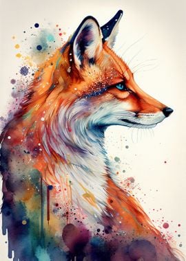 Fox Watercolor Animal