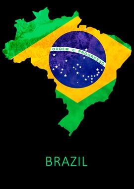 Brazil map flag on black