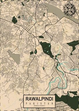 Rawalpindi Map Vintage