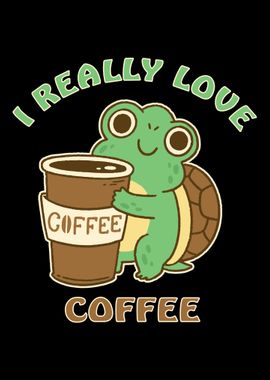 Turtle loves coffee