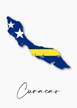 Curacao Country Map Flag