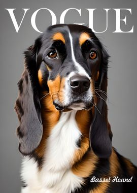 Basset Hound Vogue Poster