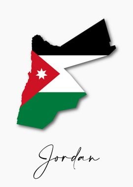 Jordan Country Map Flag