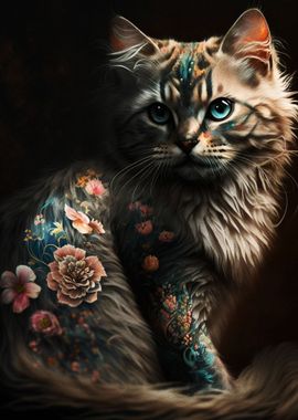 Flower Tattoo Cat