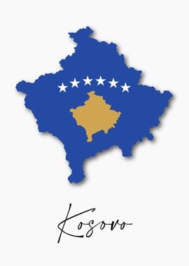 Kosovo Country Map Flag