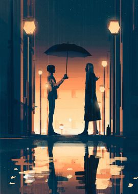 Couple In The Rain