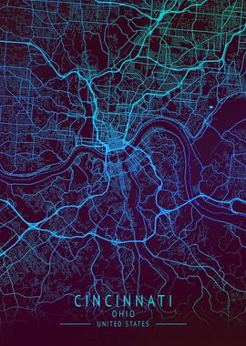 Cincinnati USA City Map