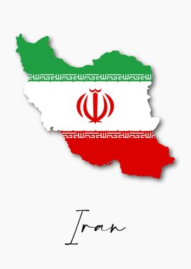 Iran Country Map Flag